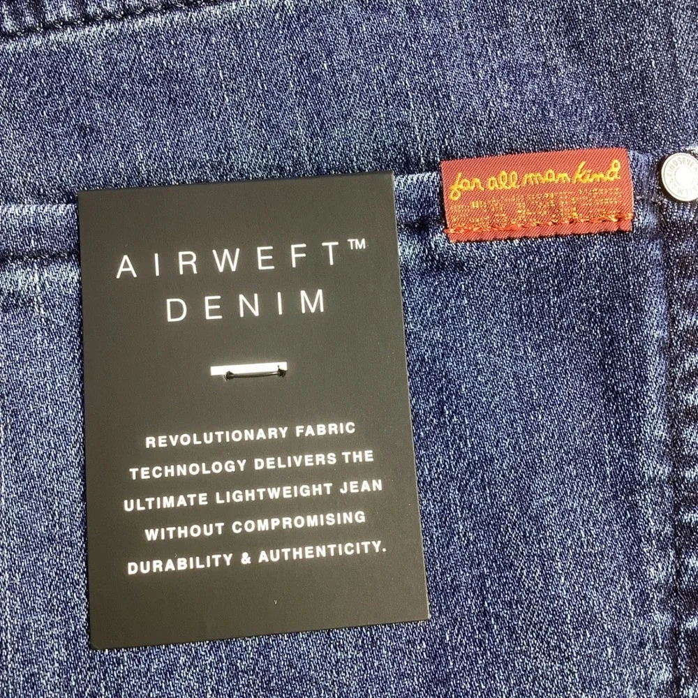 7 For All Mankind Mens The Straight Airweft Denim Jeans Proper Blue 36 x 34 NWT